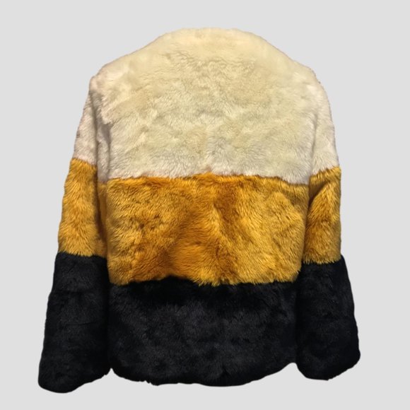 Solitaire Faux Fur Color Block Coat – Large - NWT - Picture 3 of 5